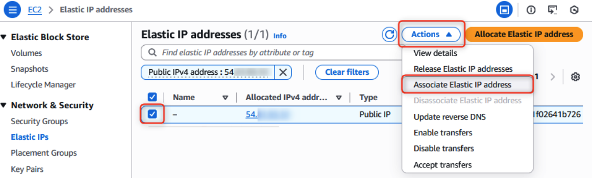 Allocate IP Address for RingQ in AWS
